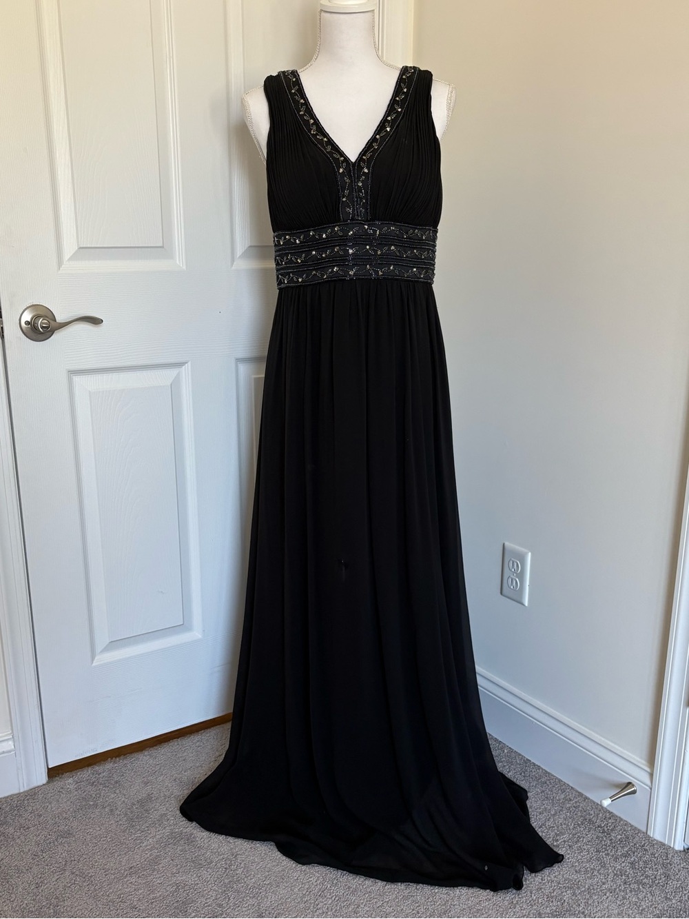 OC by Oleg Cassini Black Embellished Gown